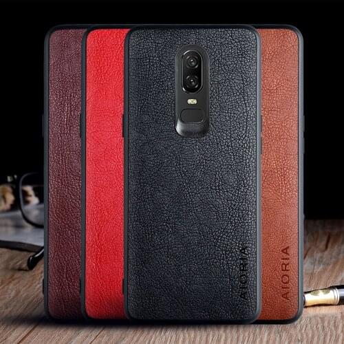 Case for Oneplus 6 funda luxury Vintage Leather skin coque with TPU PC hard cover for oneplus 6 case capa