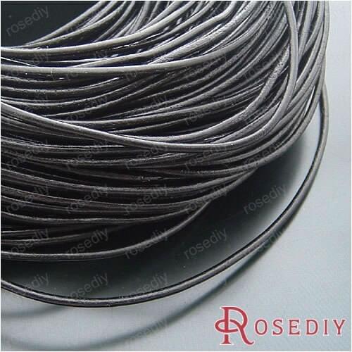 Wholesale Thickness 2mm Black Round Genuine Leather Cord Diy Jewelry Findings Accessories 5 Meter(JM4740)