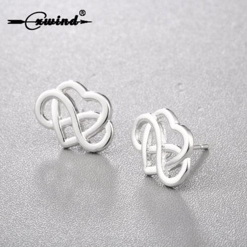 Cxwind Fashion Heart Infinity Stud Earrings Lucky Eight Eternal Love Symbol Infinity Earring For Women Lady Party Jewelry