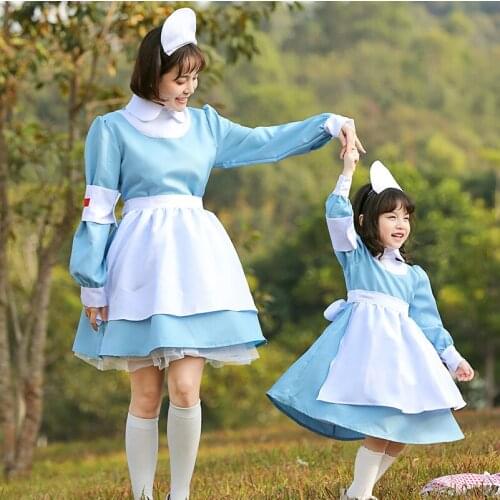 Childrens Day Childrens Nurse Role-playing Game Uniform Hygiene Supervisor Blue and White Maid Nurses Skirt