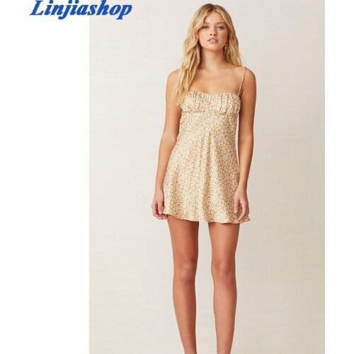 Elegant floral print mini dress spaghetti strap adjustable A line summer beach chic dress female vestidos