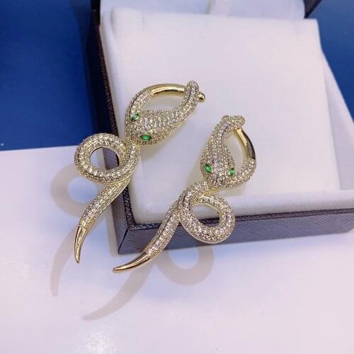 European American Fashion Exaggeration Personality Luxurious Symmetry Snake Earring Cubic Zircon For Women High Quality Jewelry