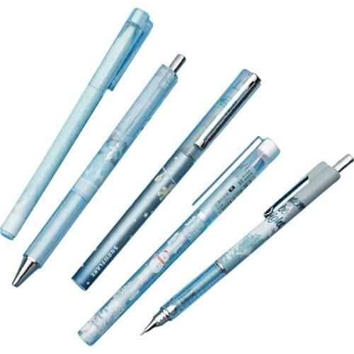 Ice and snow straight liquid quick-drying gel pen student automatic pencil cute pressing cherry blossom
