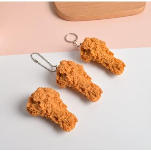 Simulation PVC Fried Chicken Leg French Fries and Chicken Wing Model Pendant Keychain Education Toy