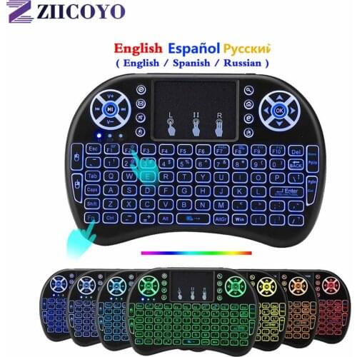 I8 Keyboard Backlit Spanish Version Air Mouse 2.4GHz Wireless Keyboard Touchpad Handheld for Android TV BOX X96 H96 max PC