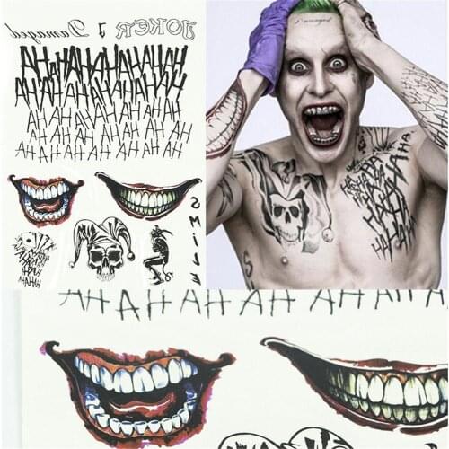 Personality 2021Terror Temporary Realistic Tattoos Tattoo stick Clown Man Durable Waterproof COS Tattoo Sticker