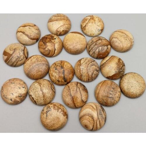 Fashion Natural stone round cabochon 20mm Picture stone beads 20Pcs for jewelry charm Ring accessories no hole beads