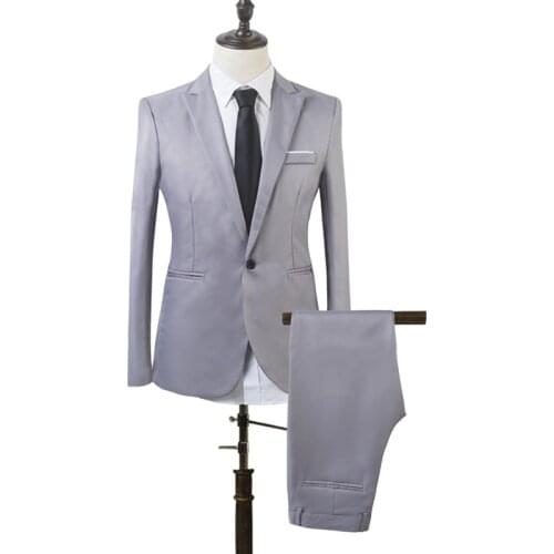 2 PCS Men Slim Fit Formal Business Tuxedos Suit Coat Pants Party Wedding Prom AIC88