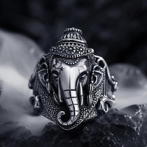 2020-7 New Rings For Men Retro Ring Punk Hip hop Ring Band Rings Brand Fashion Jewelry Male Elephant