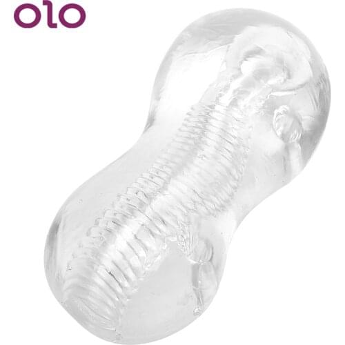 OLO Penis Exercise Blowjob Masturbation Cup Pussy Transparents TPE Male Masturbator Soft Jelly Sex Toys for Men Adult Products