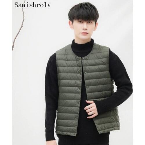 Sanishroly Plus Size 3XL Two Wears Autumn Winter Men Ultra Light White Duck Down Vest Coat Male Sleeveless Waistcoat Jacket 1068