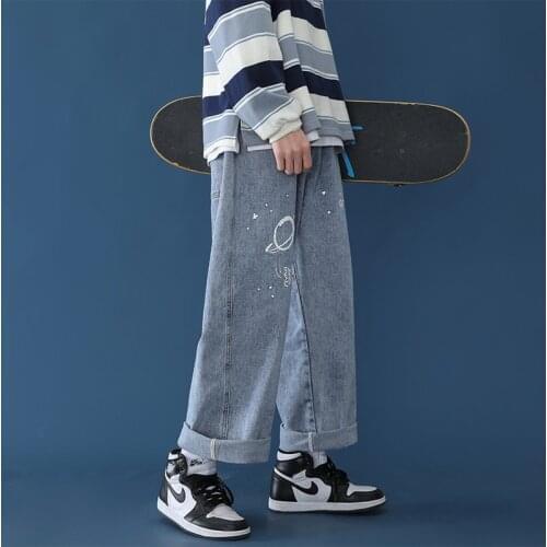 2021 New Graffiti straight skateboard loose chic salt series versatile wide leg daddy high street fashion hip hop streetwear