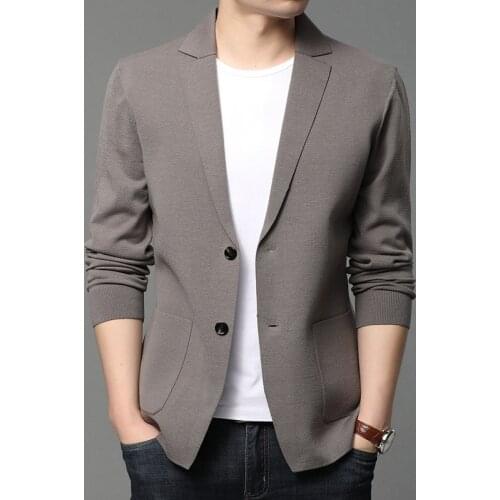 New Spring MenS Knitwear Blazer Solid Color Sweater Classic Suit Men Knitted Cardigan Jacket Korean Coats Men Clothing 30596