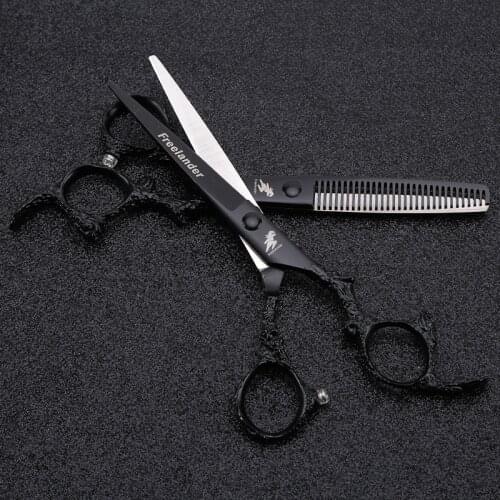 "Dragon Handle Hairdressing Scissors Barber Scissors Japan 440C 5.5 Inch 6.0 Inch Black Stainless Steel Type Model Number Teeth"