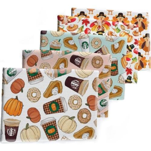 Printed Thanksgiving Bullet Fabirc Pumpink Liverpool for DIY Hair Bow Scarf Home Textiles Materials 50*145cm