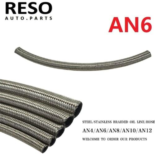 RESO--STAINLESS STEEL BRAIDED Racing Hose AN6 6AN (8.6MM / 11/32" ID) Fuel Oil Line ONE FEET 0.3M