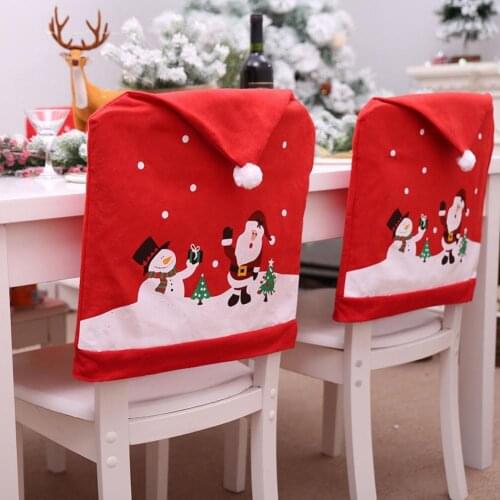 Christmas Chairs Cover Holiday Party Dinner Table Table Decoration Kitchen Santa Claus Chair for Home Christmas Decoration