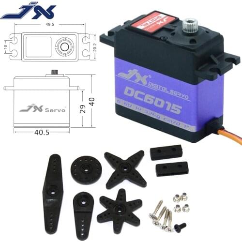 JX Servo DC6015 15kg Aluminium Shell Metal Gear Core Digital Standard Angle Servos for RC Drone 1/8 1/10 Car DS3325MG