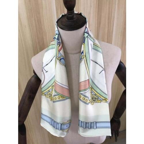 2021 new arrival winter spring classic blue 100% pure silk scarf twill hand made roll 90*90 cm shawl wrap for women lady