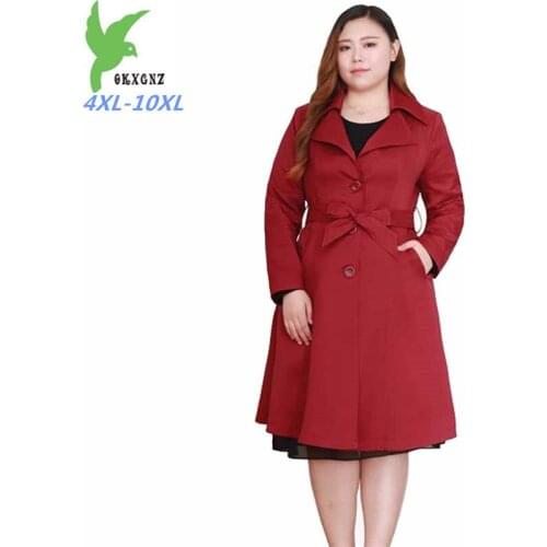 New Hooded Trench Coat Women Large Size 4XL-10XL Spring Autumn Long Windbreaker Female Basic Casual Tops Belt Slim Outwear G47