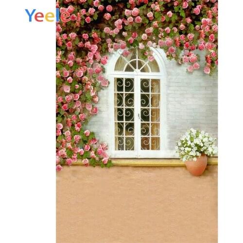 Spring Flower Window Brick Wall Baby Portrait Backdrop Wedding Photocall Vinyl Photography Background For Photo Shoot Photophone
