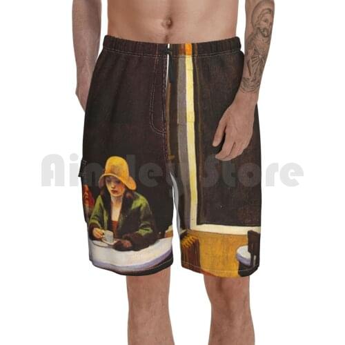 Vintage Edward Hopper Automat Beach Shorts Men Beach Pants Swimwear Edward Hopper Usa Edward Hopper Automat