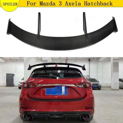 Carbon Fiber Exterior Rear Spoiler Tail Trunk Boot Wing Decoration For Mazda 3 Axela Hatchback 2014 - 2017 Car Styling