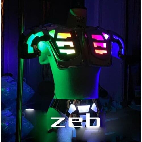 Stage performance nightclub bar costume sports Rugby armor LED colorful costumes
