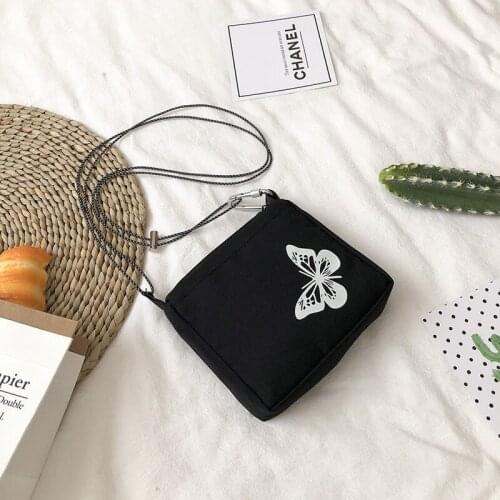 Women Shoulder Bag Luminous Butterfly Small Square Wallet Children Students Ins Fashion Portable Mobile Phone Black