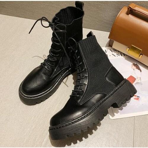Ankle Boots for Women 2021 Autumn Motorcycle Boots Thick Heel PlatfoAnkle Brm Shoes Woman Slip on Round Toe Fashion Boots