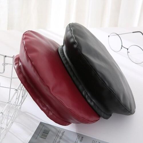 Women Hot Fashion Beret Solid Faux Beret Cap Pu Leather Beret Fashion Beret For Women Girls Soft Fashion French Painter Berets
