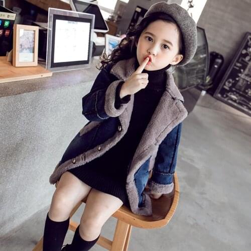 2019 Winter Thickening Girls Denim Jackets with Hoodies Plus Velet Kids Clothes Windproof Female Children Coat Outerwear