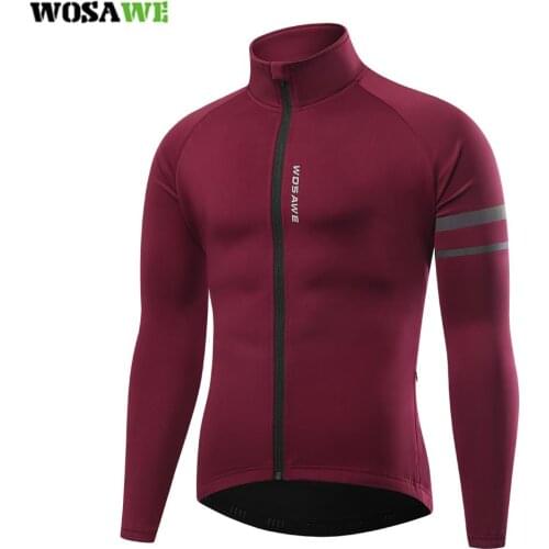 WOSAWE Winter Cycling Jacket Colorful Reflective Strips Men Fit Thermal Fleece Windproof Long Sleeve