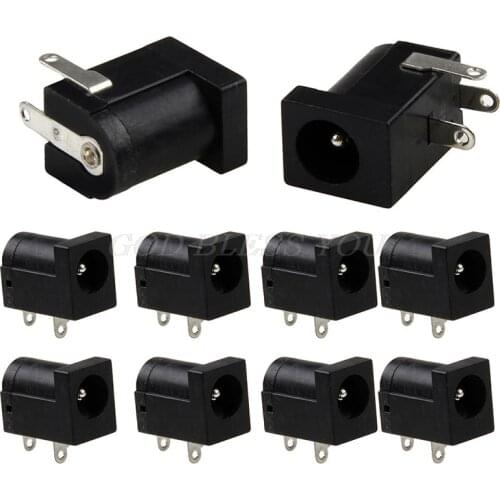 10Pcs PCB Mount 5.5 x 2.1 mm Female DC Power Jack Plug Socket Connector Black Drop Shipping