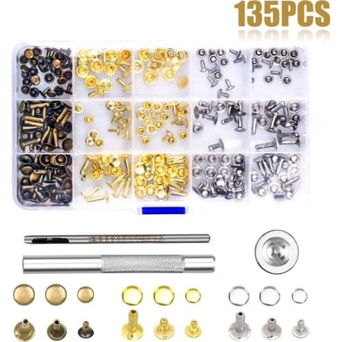 135Pcs/set DIY Leather Craft Snap Fasteners Snaps Buttons Kit Fixing Hat Rivet DIY Tool