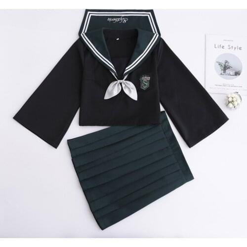 2PCS Japanese Pretty Girl JK Sailor Suit Women Cosplay College School Student Uniform Costumes B65288AD