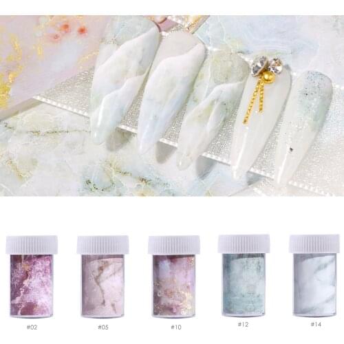 4*100cm/Roll Marble Nail Foil Stickers Blooming Pink Blue Paper Nail Art Transfer Holographic Decals Decorations