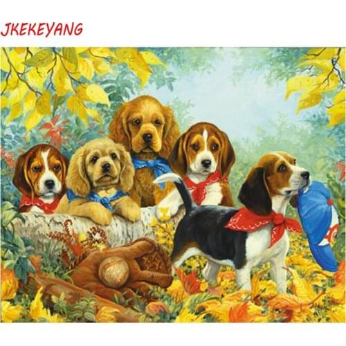 5D DIY square/round Diamond Painting Dog family Cross Stitch Diamond Embroidery Pattern Rhinestone J1597