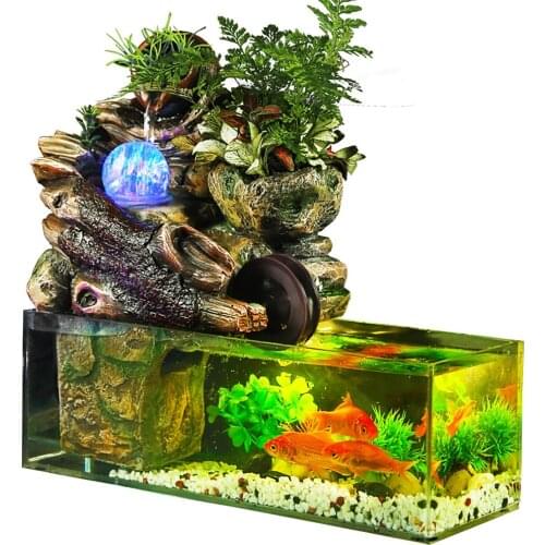 Aquarium fish tank artificial landscape rockery water fountain with ball ornaments living room desktop lucky home bar decoration