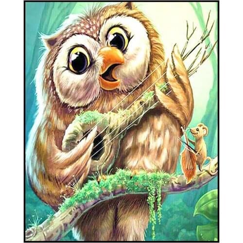40*30cm Music Owl Square/round Drill 5D Diamond Painting Kits Rhinestone Mosaic Cross stitch Embroidery Home Decor wall picture