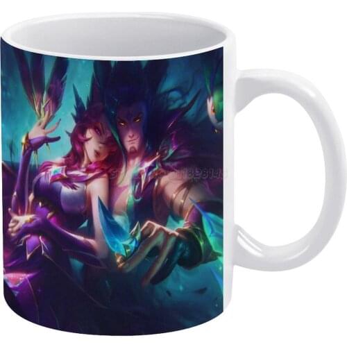 Xayah And Rakan White Mug New Good Quality Print Mug 11 Oz Coffee Cup Lol Xayah Rakan Feathers Partner Birds Stellar Guradian G