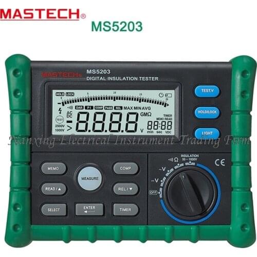 FAST SHIPMENT Mastech MS5203 Digital Megger Insulation Tester Resistance Meter Tecrep 10G 1000V AC/DC Voltage Electrical Test