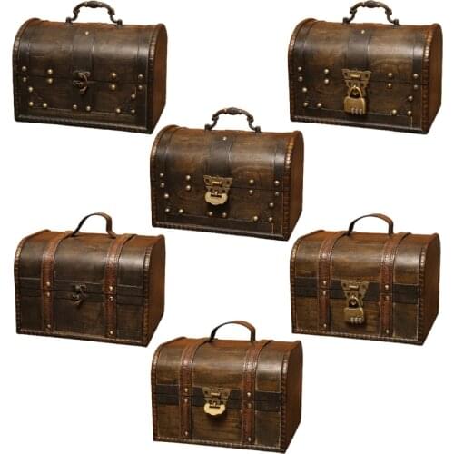Wooden Pirate Jewelry Storage Box Vintage Treasure Chest for Wooden Organizer