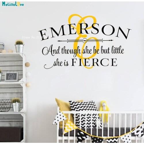 And Though She Be But Little She is Ferce Personalized Nursery Wall Decal Above the Crib Decor Custom Name and Initial YT1891