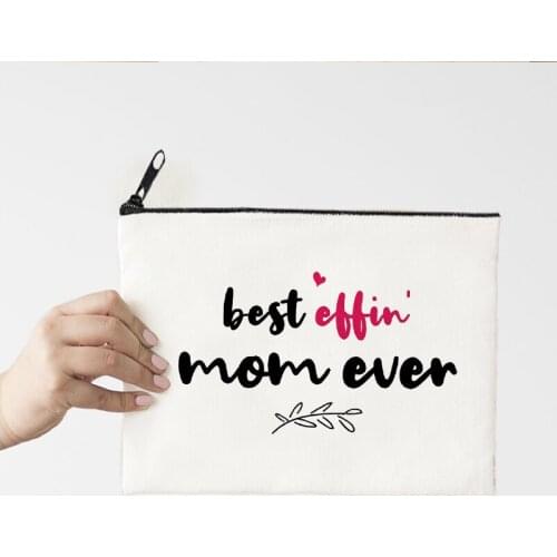 Personalized Pouch Best Mom Ever Makeup Bags Canvas Storage Bag Cosmetic Bags Fashion Auntie Proposal Gift Day of Mother