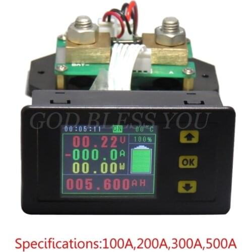 DC 120v 100A 200A 500A LCD Combo Meter Voltage current KWh Watt Meter 12v 24v 48v 96V Battery Capacity Power monitoring