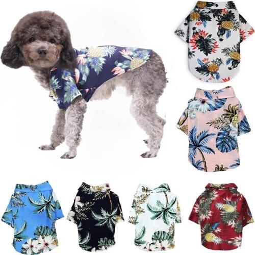 Summer Pet Printed Clothes For Dogs Floral Beach Shirt Jackets Dog Coat Puppy Costume Cat Spring Clothing Pets Outfits