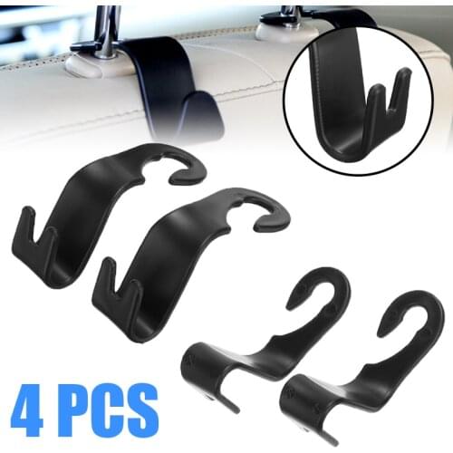 Mayitr 4pcs Multifunction Car Seat Back Headrest Hook Auto Interior Creative Rack Holder Support ABS Black