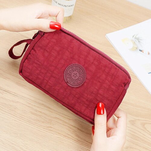 Fashion Womens short Wallet with Three-layer zipper Card Holder Money Bags Clutch Phone Wallet for Women Purse