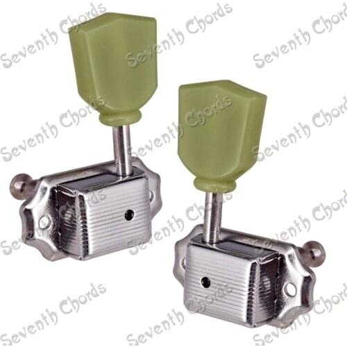 A Set Chrome With Jade Green Button Guitar Tuning Pegs Tuners Machine Heads for Acoustic Electric Guitar